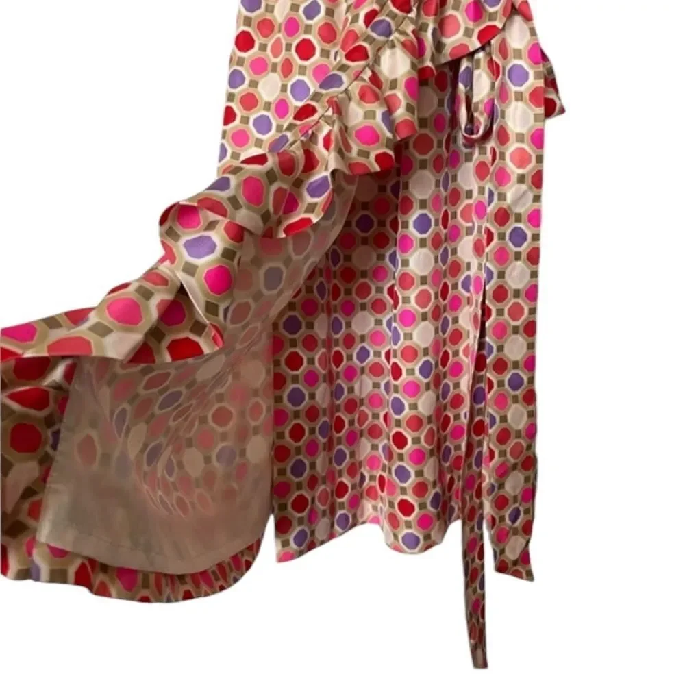 Florence Broadhurst for Kate Spade Silk Knee Length Aubrey Wrap Dress 8